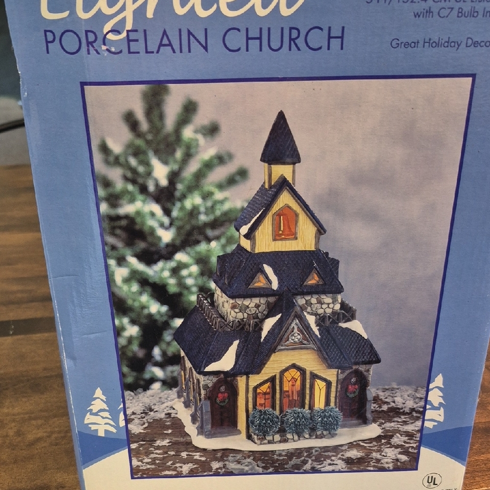 Lighted Porcelain Church - Classic Holiday Decor